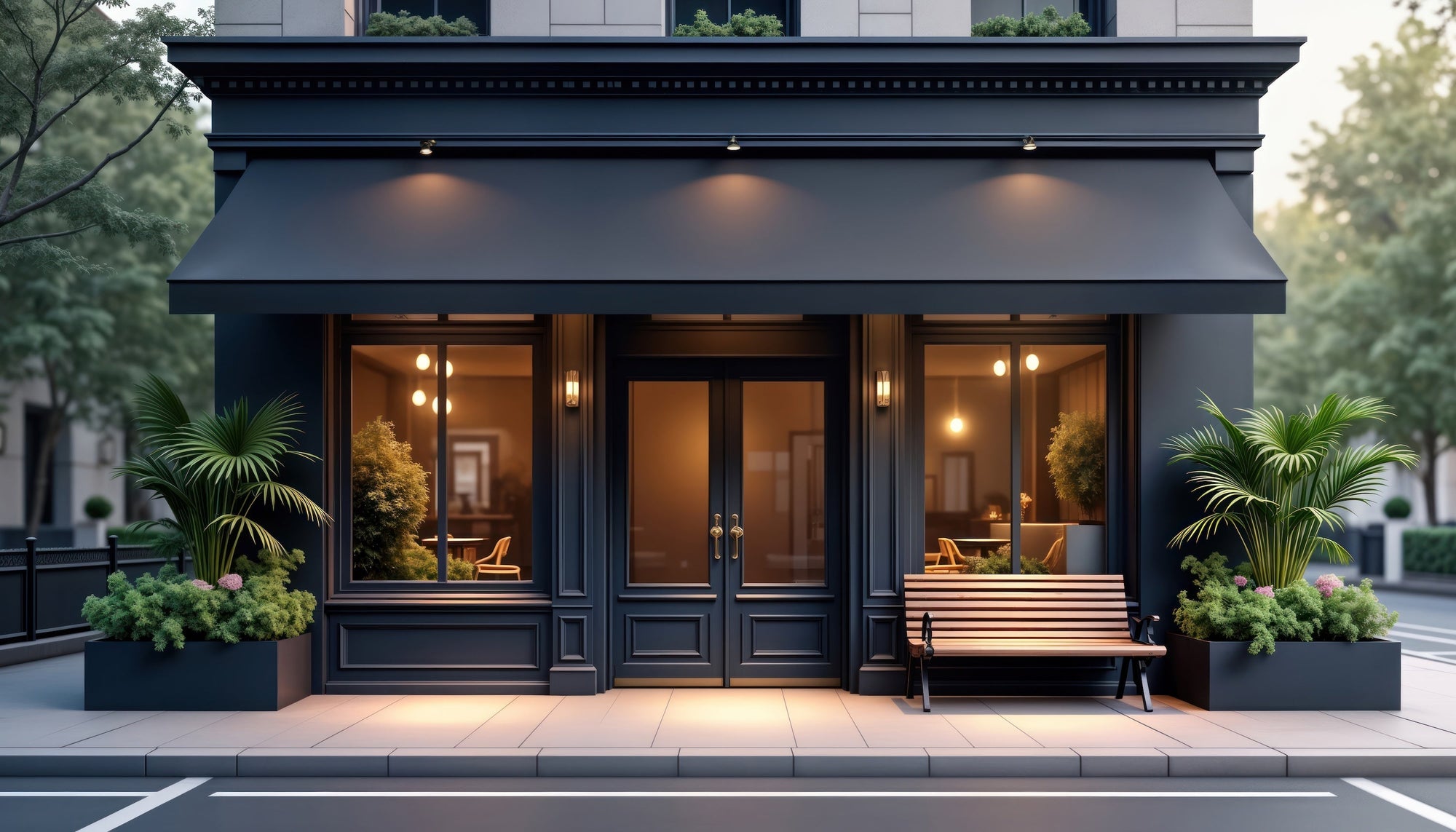 Warm and inviting shopfront, with a calm and comforting exterior
