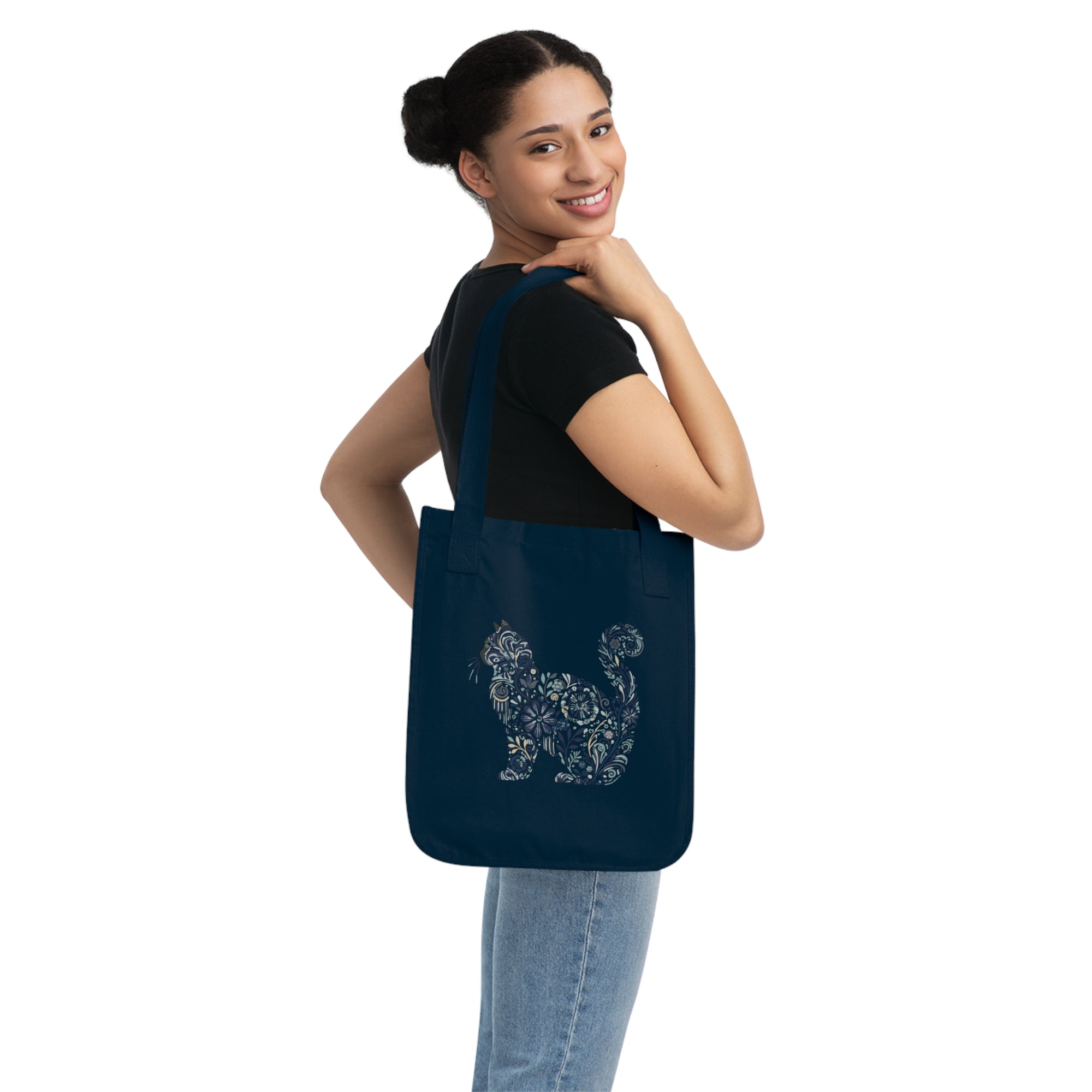 Catflix &amp; Chill: Organic Market Tote (Navy)