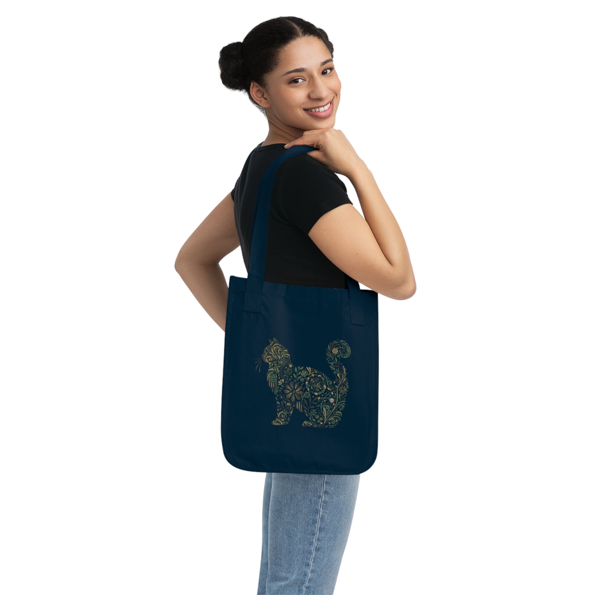 Catflix &amp; Chill: Organic Market Tote (Navy)