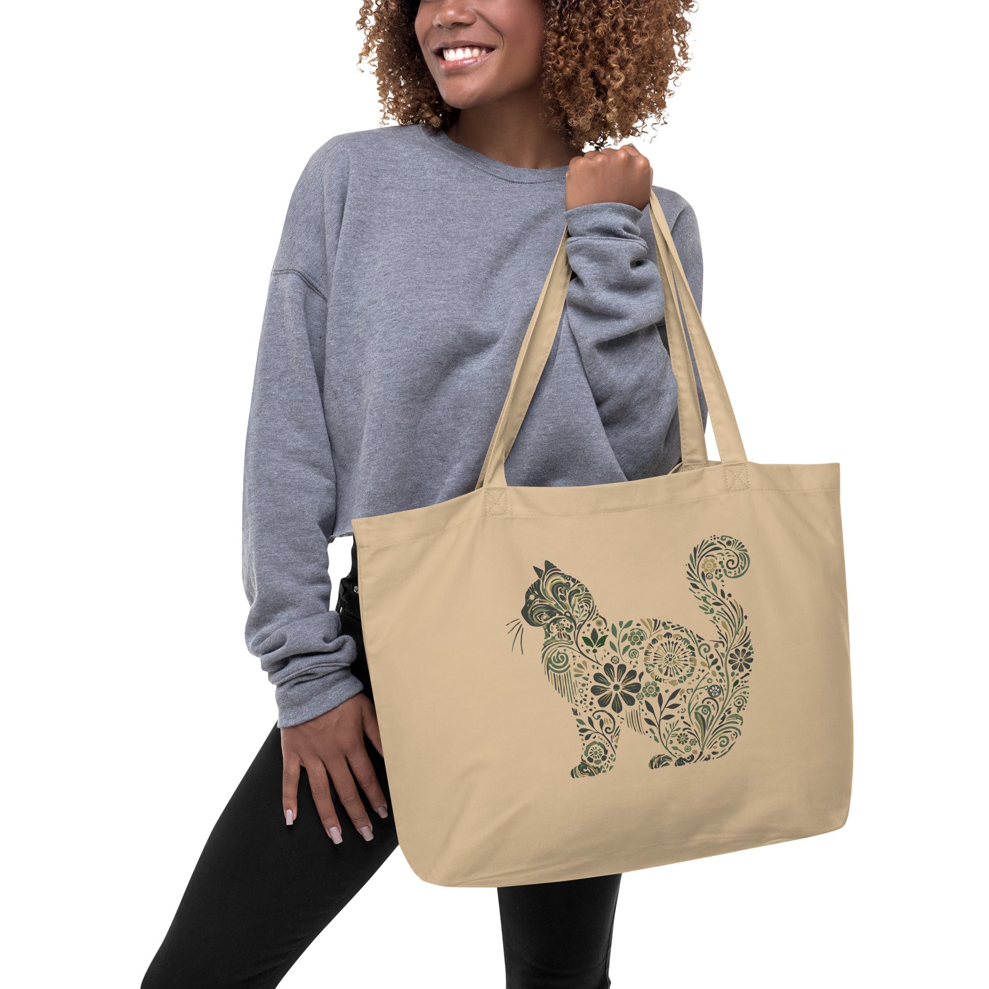 Catflix &amp; Chill: Large Organic Tote (Natural)