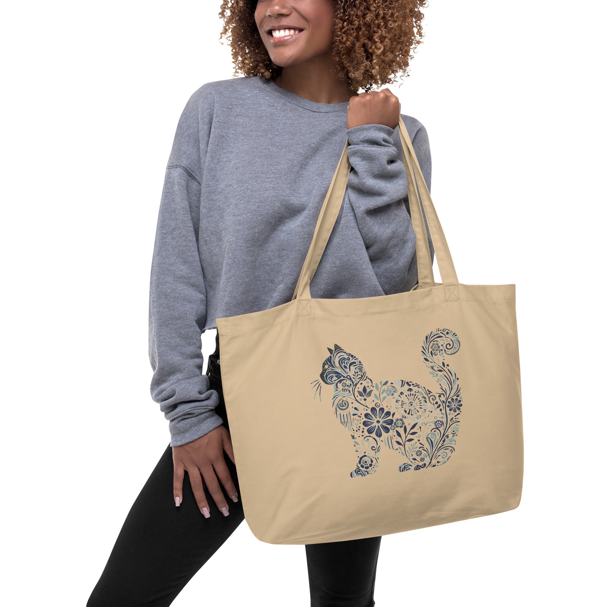Catflix &amp; Chill: Large Organic Tote (Natural)