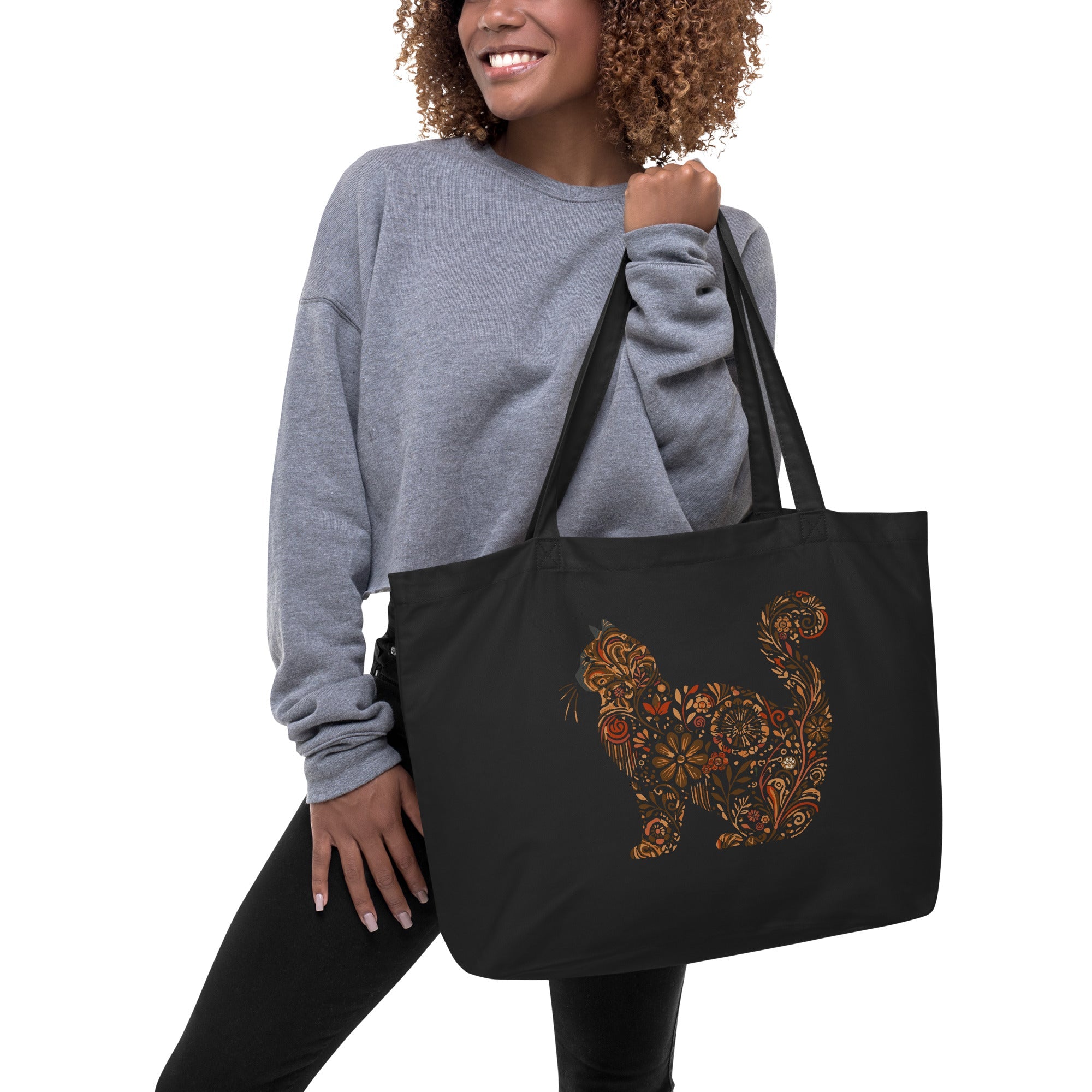 Catflix &amp; Chill: Large Organic Tote (Black)
