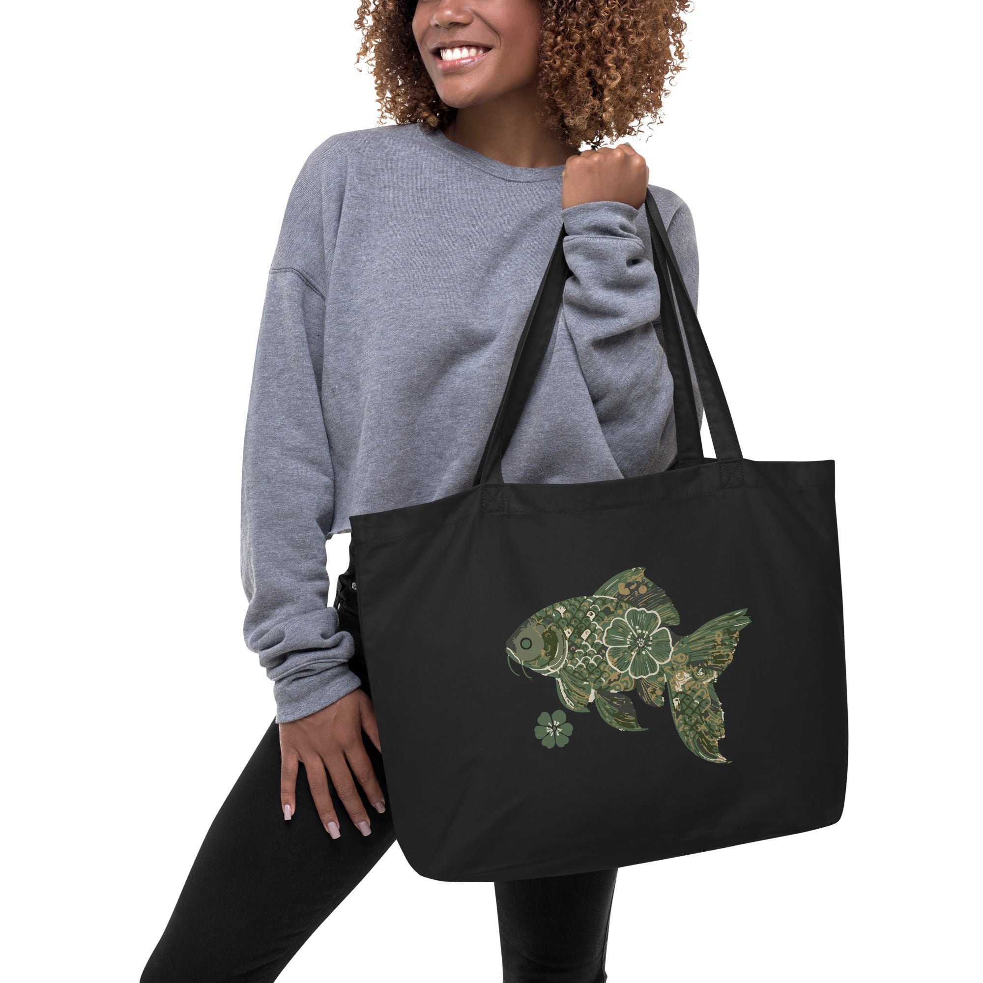 Fishionista: Large Organic Tote (Black)