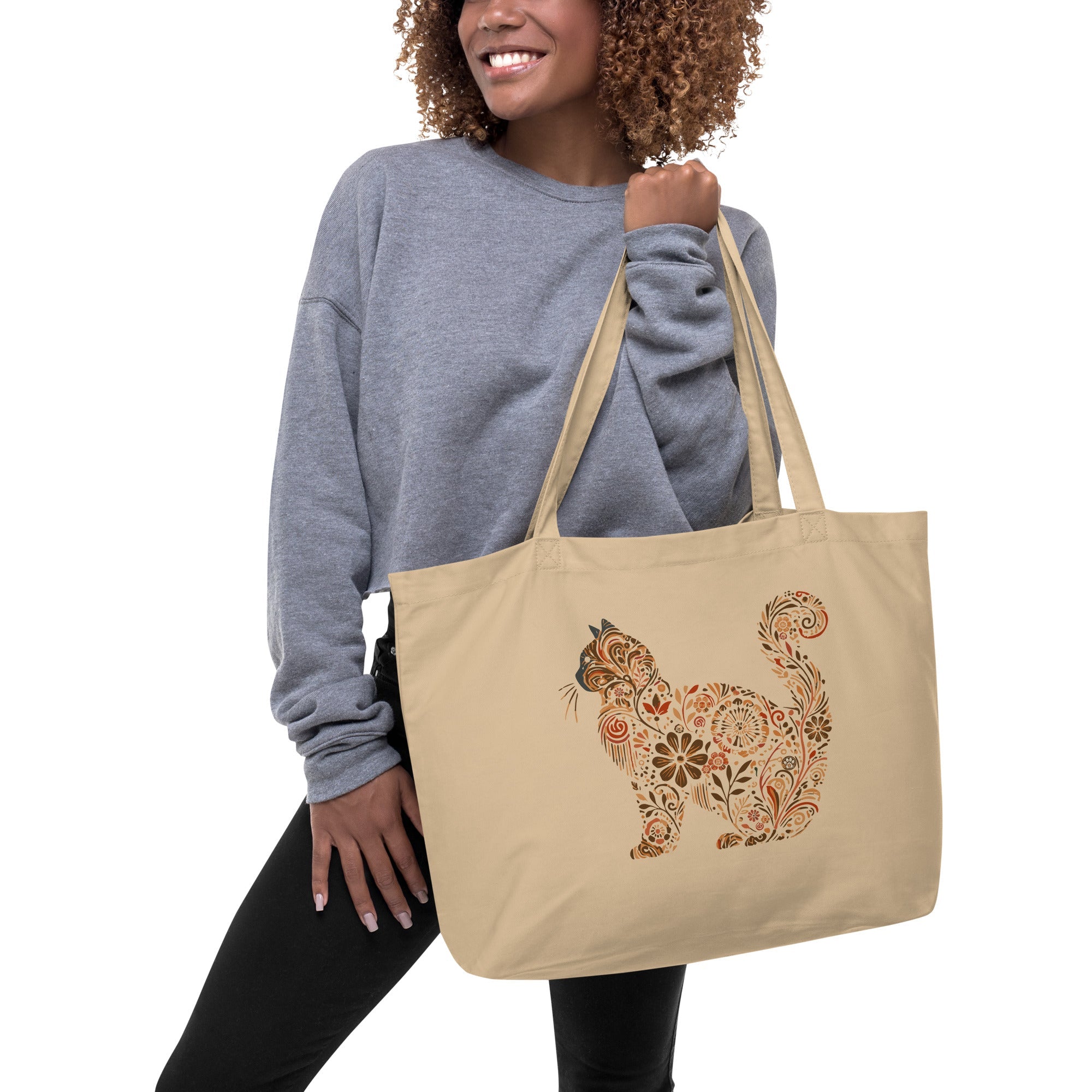 Catflix &amp; Chill: Large Organic Tote (Natural)