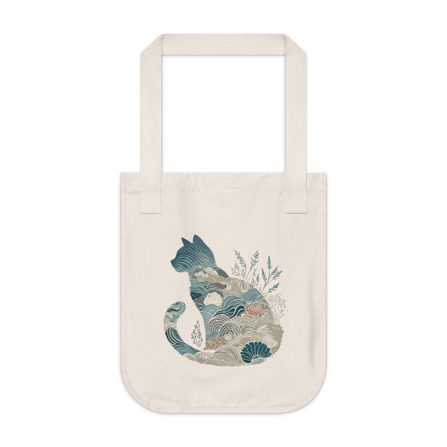 Organic Canvas Tote Bag - Blue Cat