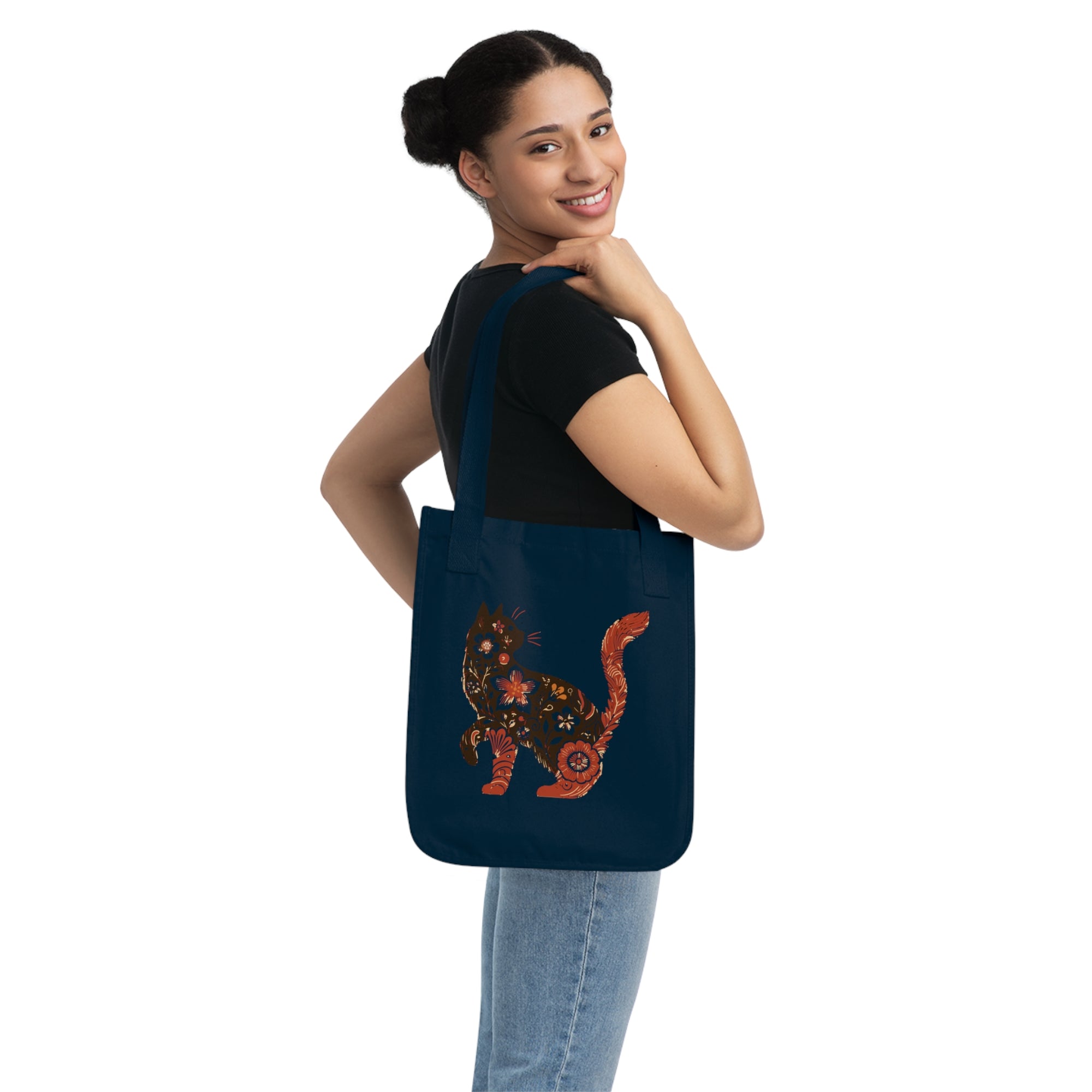 Purrfect: Organic Market Tote (Navy)