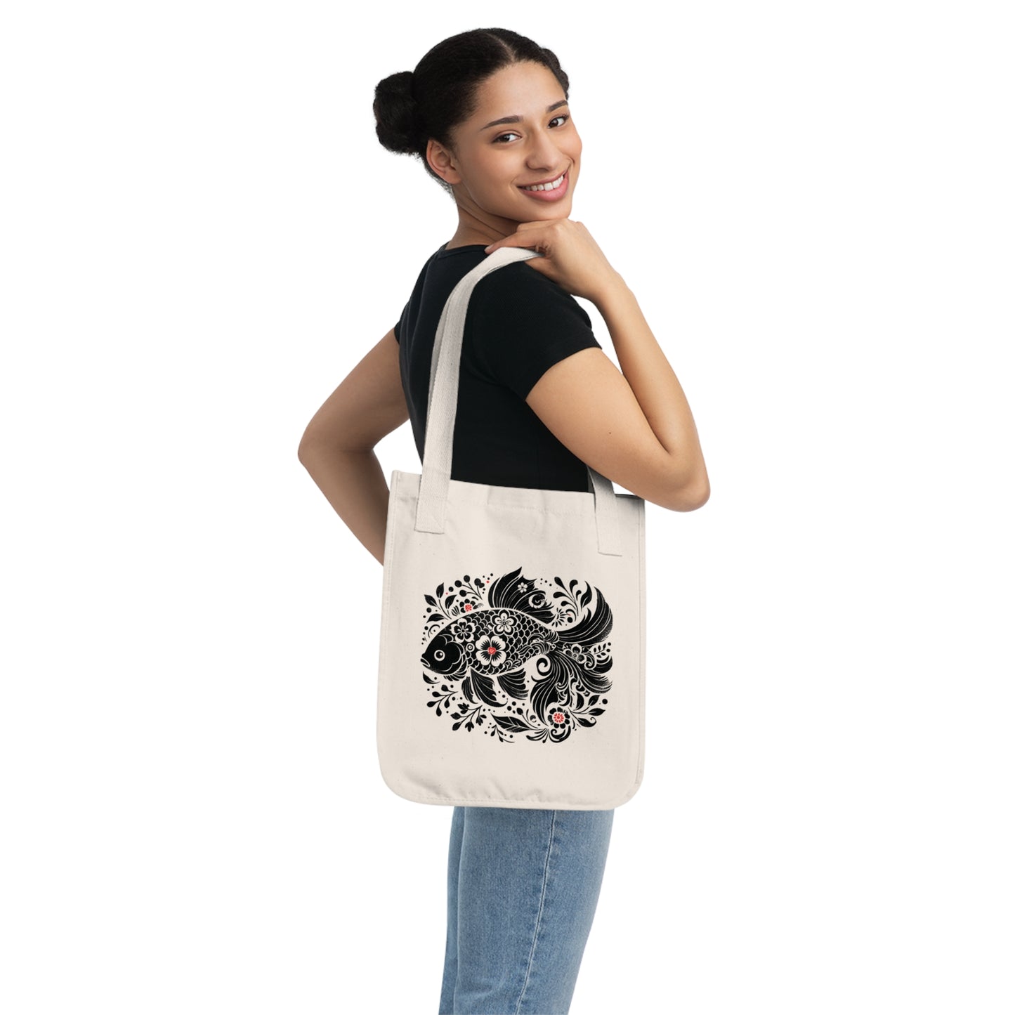 Organic Canvas Tote Bag - Fish