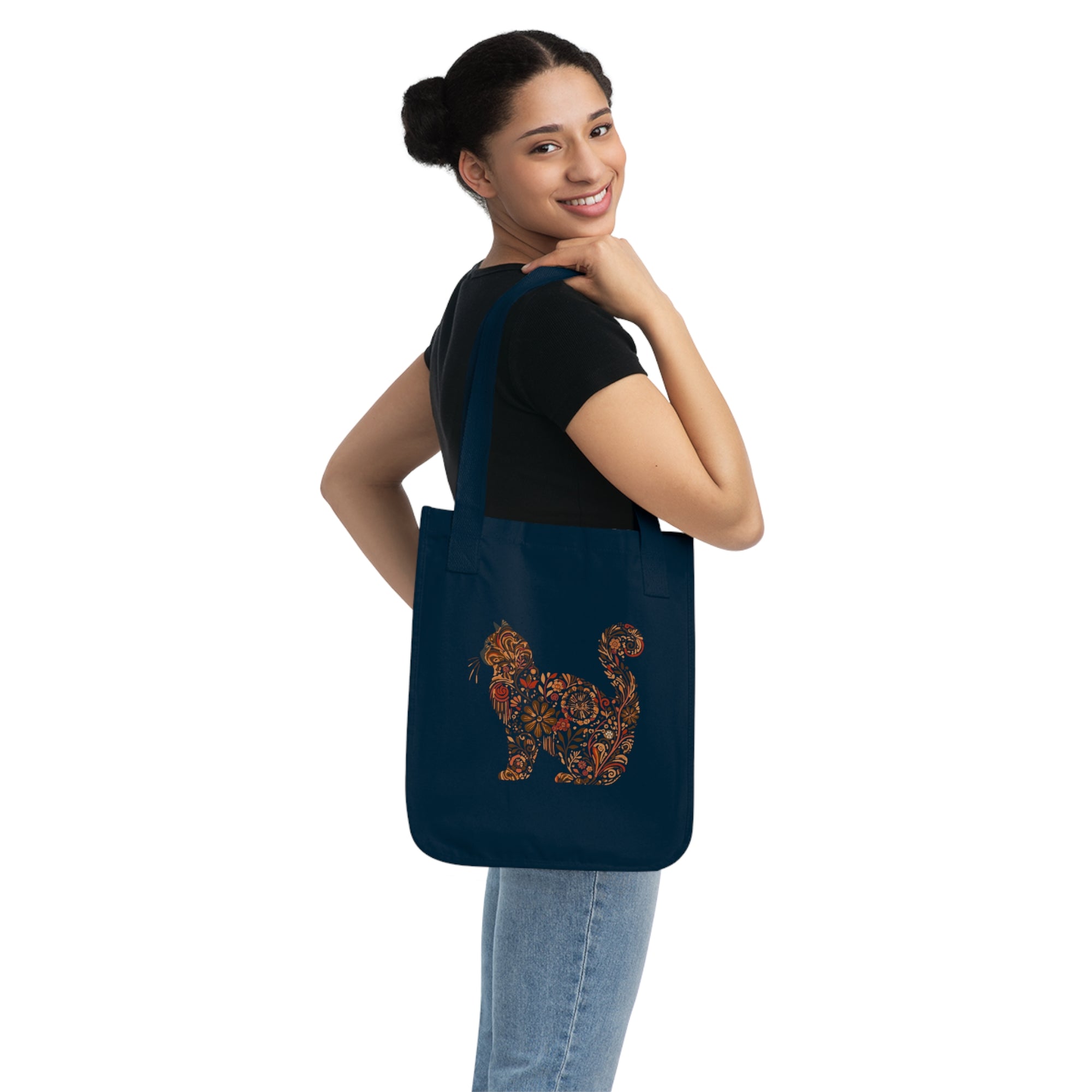 Catflix &amp; Chill: Organic Market Tote (Navy)
